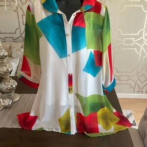 Radzoli Colorful Geometric Women's Top Size XL